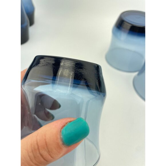 Vintage 70s glass tumblers, Libbey Apollo dusky blue tumblers, set of 4 - Picture 5 of 5